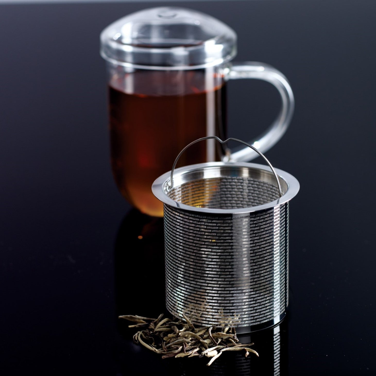 Pro Tea 450ml Glass Mug with Infuser & Lid (Clear)